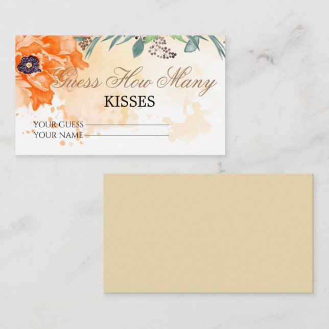 Tarjeta De Recepción Adivina floral cuántos besos enclosur juego de nov (Anverso / Reverso)