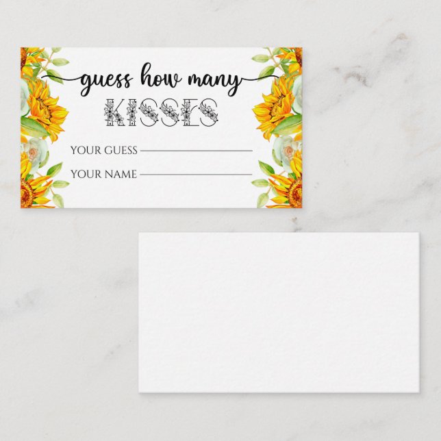 Tarjeta De Recepción Adivina floral cuántos besos enclosur juego de nov (Anverso / Reverso)