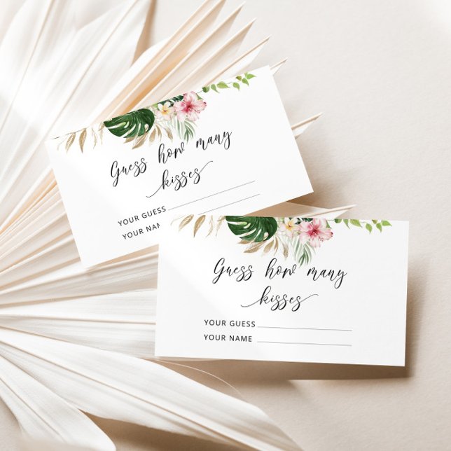 Tarjeta De Recepción Adivinación tropical cuántos besos juego de novias (Subido por el creador)