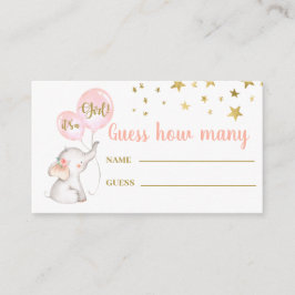 Tarjeta De Recepción Adivinen cuántas cartas de juego de elefantes rosa