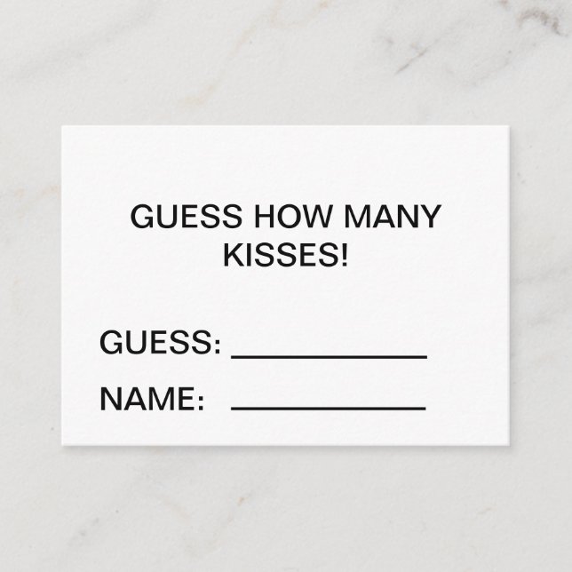 Tarjeta De Recepción Adivinen cuántos besos ducharán (Anverso)