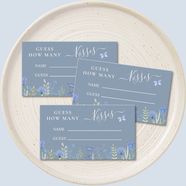 Tarjeta De Recepción Adivinen cuántos besos duchas de novia juego azul (Subido por el creador)