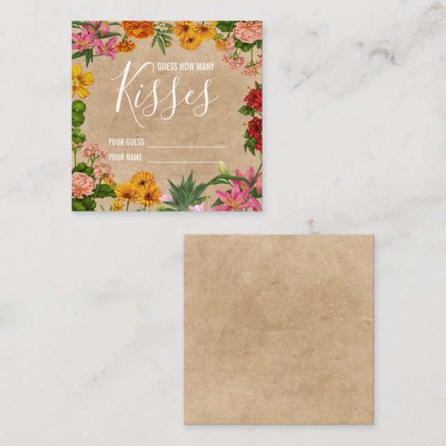 Tarjeta De Recepción Adivinen cuántos besos juegos de ducha de novia (Anverso / Reverso)