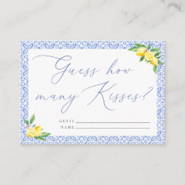 Tarjeta De Recepción Adivinen cuántos besos Tile azul limón Positano