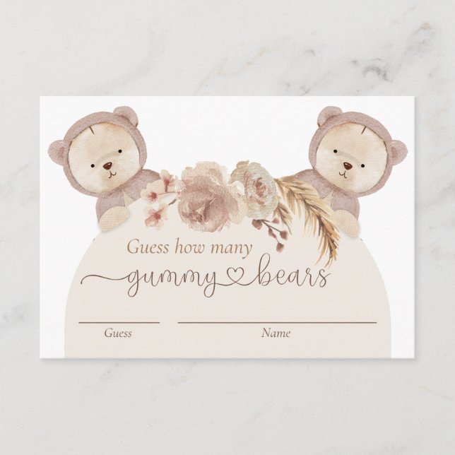 Tarjeta De Recepción Adivinen Cuántos Boletos De Juego De Gummy Bears T (Anverso)
