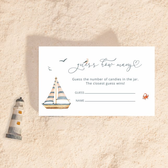 Tarjeta De Recepción Adivinen Cuántos Candies Nautical Baby Shower Game (Subido por el creador)