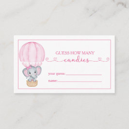 Tarjeta De Recepción Adivinen Cuántos Candies Pink Elephant Baby Shower