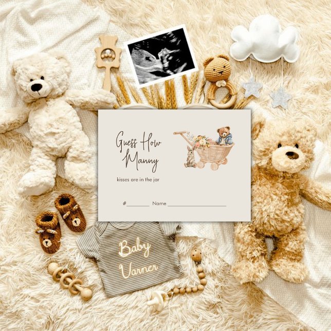 Tarjeta De Recepción Adivinen cuántos juegos de Baby Shower de Boho Nur (Guess How Many Boho Nursery Baby Shower Game Enclosure Card)