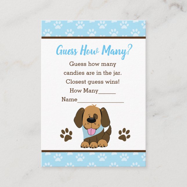 Tarjeta De Recepción Adivinen Cuántos juegos de Baby Shower de perros c (Anverso)