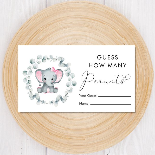 Tarjeta De Recepción Adivinen cuántos juegos de Baby Shower para Elefan (Subido por el creador)