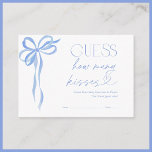Tarjeta De Recepción Adivinen Cuántos Kiss Blue Bow Bridal Shower Game<br><div class="desc">Una ducha de novia debería estar llena de momentos de reflexión, actividades atractivas y un toque de refinada diversión. Adivinan cuántas tarjetas de juego de Kisses invitan a los invitados a participar en un desafiante pero elegante desafío, adivinando el número de dulces en un tarro bellamente mostrado. Con un delicado...</div>