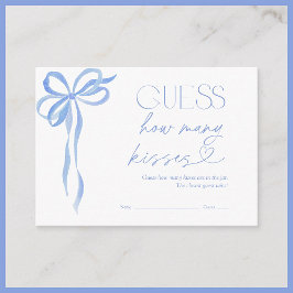 Tarjeta De Recepción Adivinen Cuántos Kiss Blue Bow Bridal Shower Game
