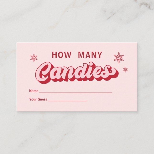 Tarjeta De Recepción Adivinen cuántos Navidades de Candies juegan en Ba (Anverso)