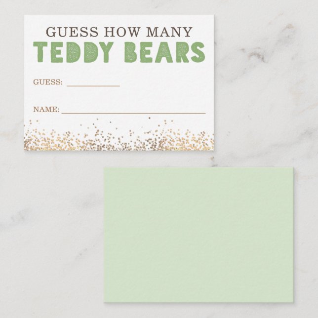 Tarjeta De Recepción Adivinen Cuántos Teddy Tiene Baby Shower (Anverso / Reverso)