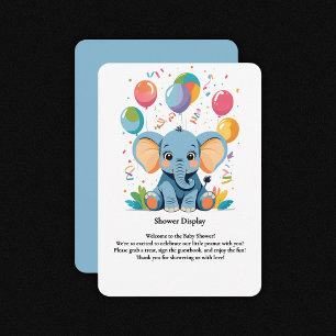 Tarjeta De Recepción Adorable Baby Elephant Balloons Baby Shower