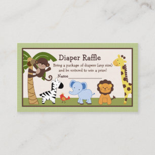 Tarjeta De Recepción Adorable Jungle Animals Diaper Raffle Tickets