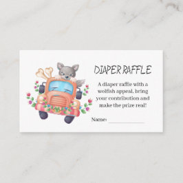 Tarjeta De Recepción Adorable Lobo Gris Baby Shower Diaper Raffle Enclo