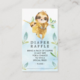 Tarjeta De Recepción Adorable Sloth Baby Shower Diaper Raffle Ticket