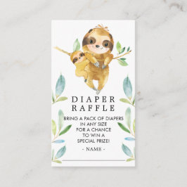 Tarjeta De Recepción Adorable Sloth Baby Shower Diaper Raffle Ticket