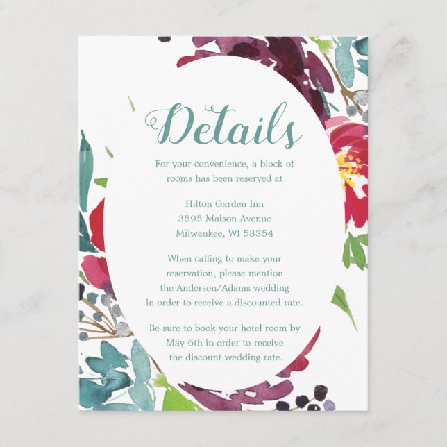 Tarjeta De Recepción Adoración de la Berry (Anverso)