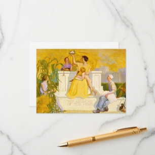 Tarjeta De Recepción Adoración del hogar por Grant Wood