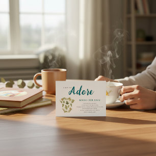 Tarjeta De Recepción Adorar al bebé  Libros botánicos para bebé 