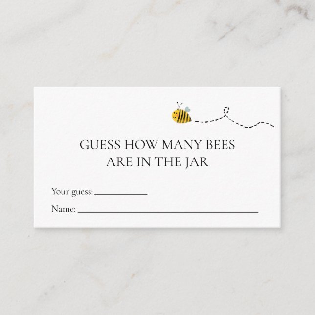 Tarjeta De Recepción Adquiera cuántas abejas Baby Shower Game card (Anverso)