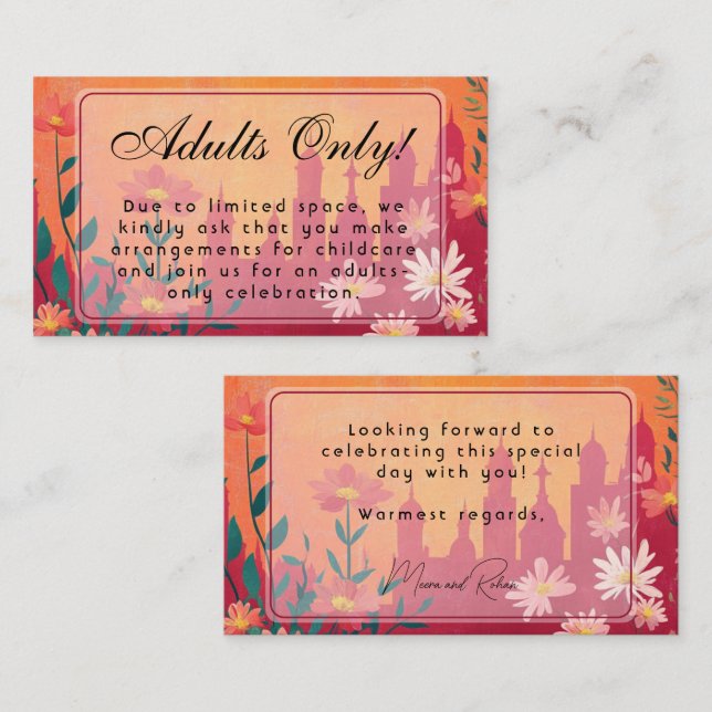 Tarjeta De Recepción Adultos sólo Boda de Sunset Serenade (Anverso / Reverso)