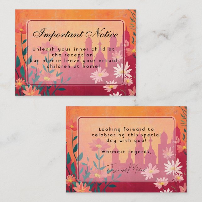 Tarjeta De Recepción Adultos sólo Boda de Sunset Serenade (Anverso / Reverso)