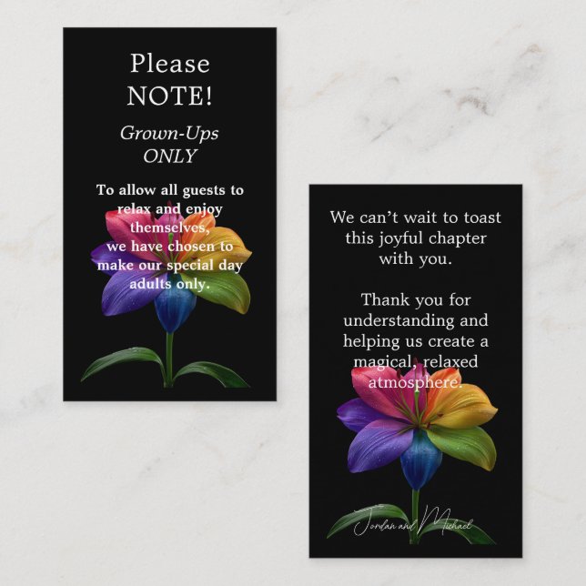 Tarjeta De Recepción 🌈 Adults only wedding (Anverso / Reverso)