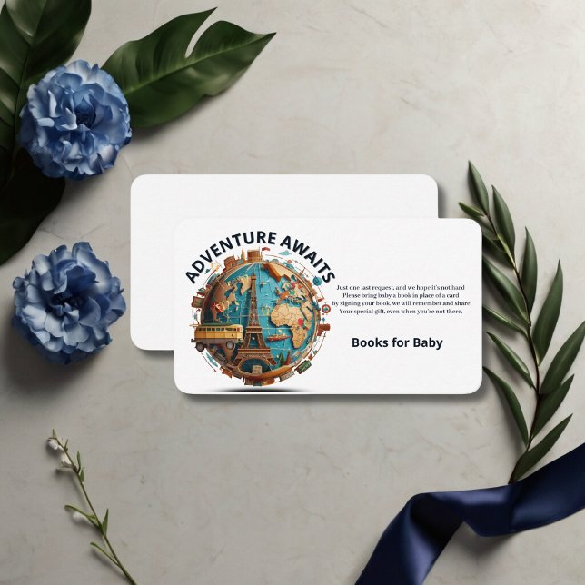 Tarjeta De Recepción Adventure Awaits Modern Globe Baby Shower (Subido por el creador)