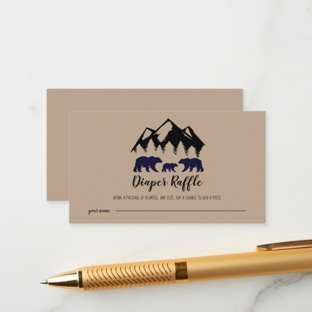 Tarjeta De Recepción Adventure Awath Bears Kraft Baby Diaper Raffle (Anverso/Reverso In Situ)
