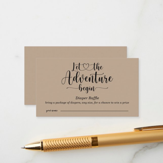 Tarjeta De Recepción Adventure Awath Bears Kraft Baby Diaper Raffle En (Anverso/Reverso In Situ)