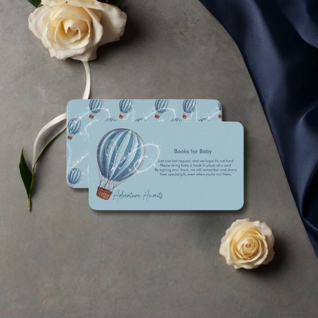 Tarjeta De Recepción Adventure Awath Blue Hot Air Balloon Baby Shower (Subido por el creador)
