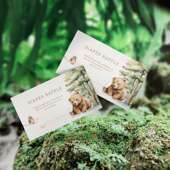 Tarjeta De Recepción Adventure Awath Woodland Bear Diaper Raffle (Subido por el creador)