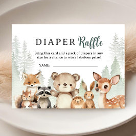 Tarjeta De Recepción Adventure Begin Baby Shower Woodland Diaper Raffle