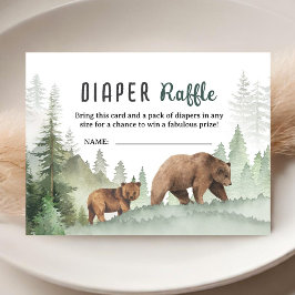 Tarjeta De Recepción Adventure Begin Baby Shower Woodland Diaper Raffle