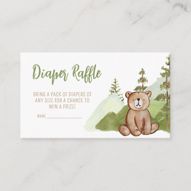 Tarjeta De Recepción Adventure Begin Woodland Baby Shower Diaper Raffle (Anverso)