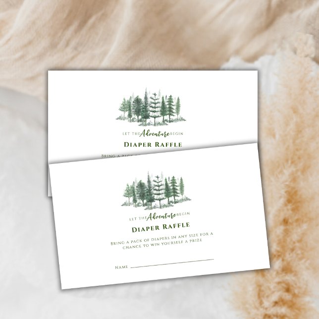 Tarjeta De Recepción Adventure Pine Forest Diaper Raffle Baby Shower (Adventure Pine Forest Diaper Raffle Baby Shower Enclosure Card)