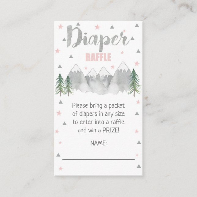 Tarjeta De Recepción Adventure Pink Diaper Raffle Card 3.5 x 2 (Anverso)