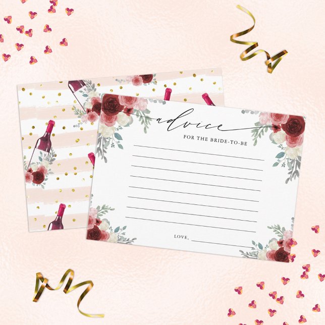 Tarjeta De Recepción Advice The Bride To Be Red Wine Floral (Subido por el creador)