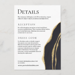 Tarjeta De Recepción Agante negro de lujo con oro