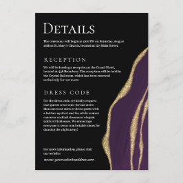 Tarjeta De Recepción Agar morado de lujo con oro