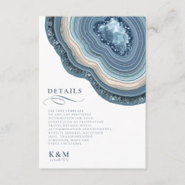 Tarjeta De Recepción Agate Geode Purpurina Detalles Dusty Blue ID647