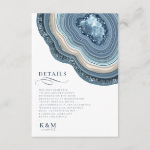 Tarjeta De Recepción Agate Geode Purpurina Detalles Dusty Blue ID647
