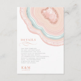 Tarjeta De Recepción Agate Geode Purpurina Detalles Rosa Gold ID647