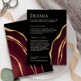 Tarjeta De Recepción Agato de vino oscuro con oro
