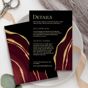 Tarjeta De Recepción Agato de vino oscuro con oro