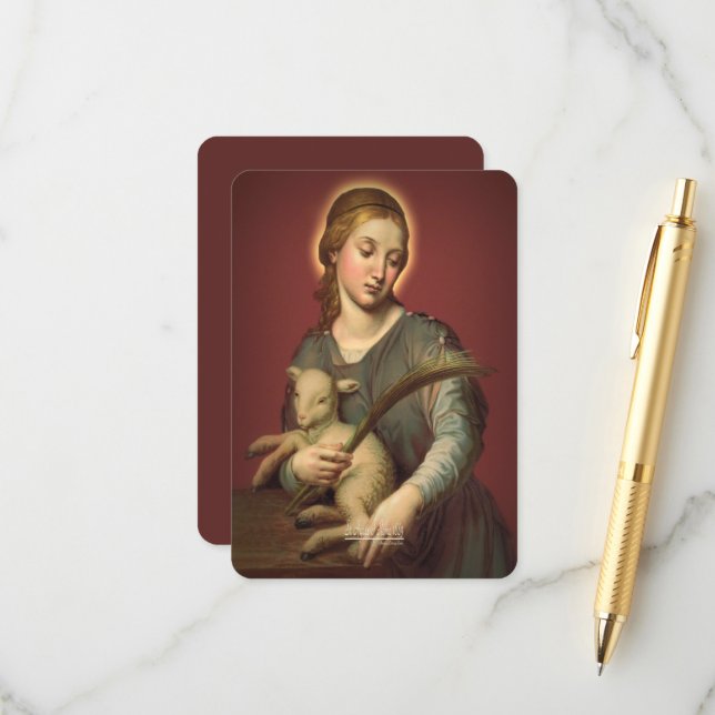 Tarjeta De Recepción Agnés de Roma con oración (Anverso/Reverso In Situ)