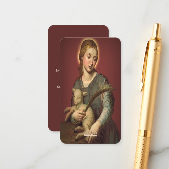 Tarjeta De Recepción Agnés de Roma con oración (Anverso/Reverso In Situ)